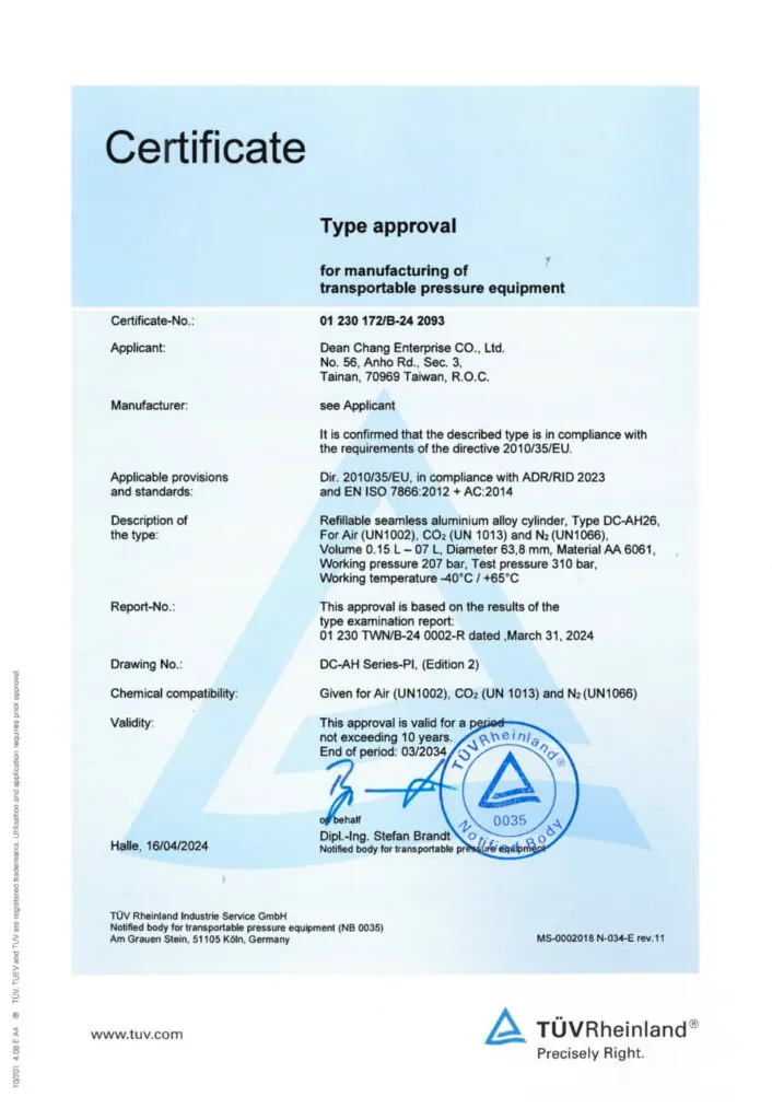 Product Type Certification-TUV-B24 2093